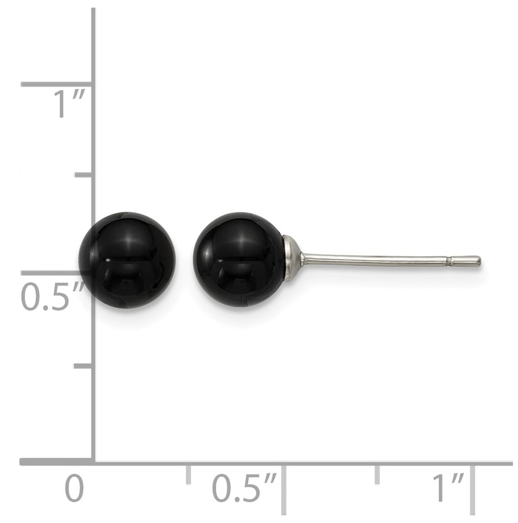 Stainless Steel Polished Black Onyx 4.25mm Post Earrings – Elegant Jewelry Gift for Birthday, Anniversary, Engagement, Wedding