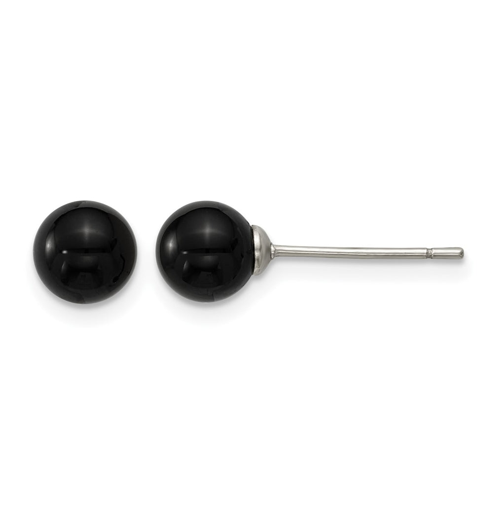 Stainless Steel Polished Black Onyx 4.25mm Post Earrings – Elegant Jewelry Gift for Birthday, Anniversary, Engagement, Wedding