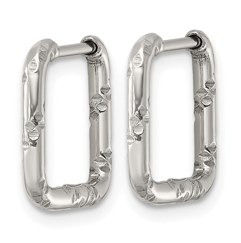 Stainless Steel Polished D/C Square Hinged Hoop Earrings – Elegant Jewelry Gift for Birthday, Anniversary, Engagement, Wedding
