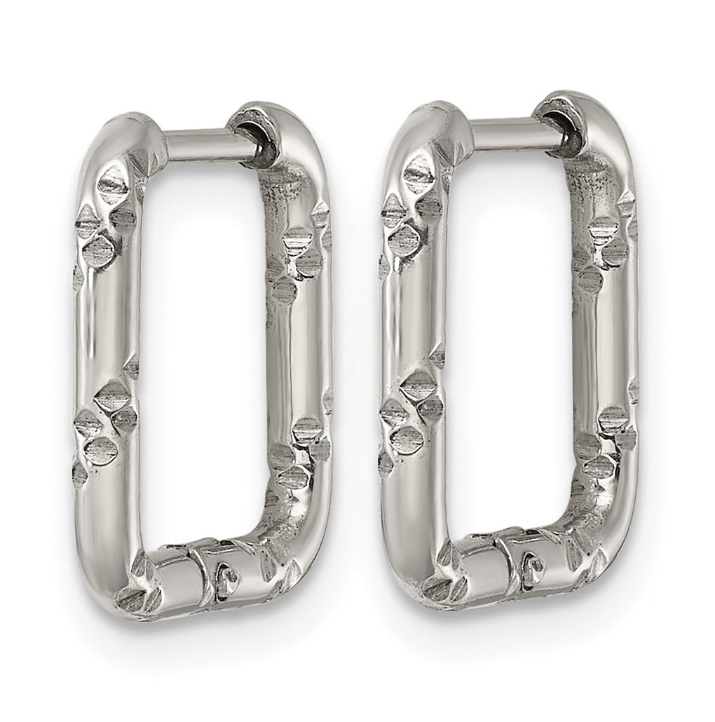 Stainless Steel Polished D/C Square Hinged Hoop Earrings – Elegant Jewelry Gift for Birthday, Anniversary, Engagement, Wedding