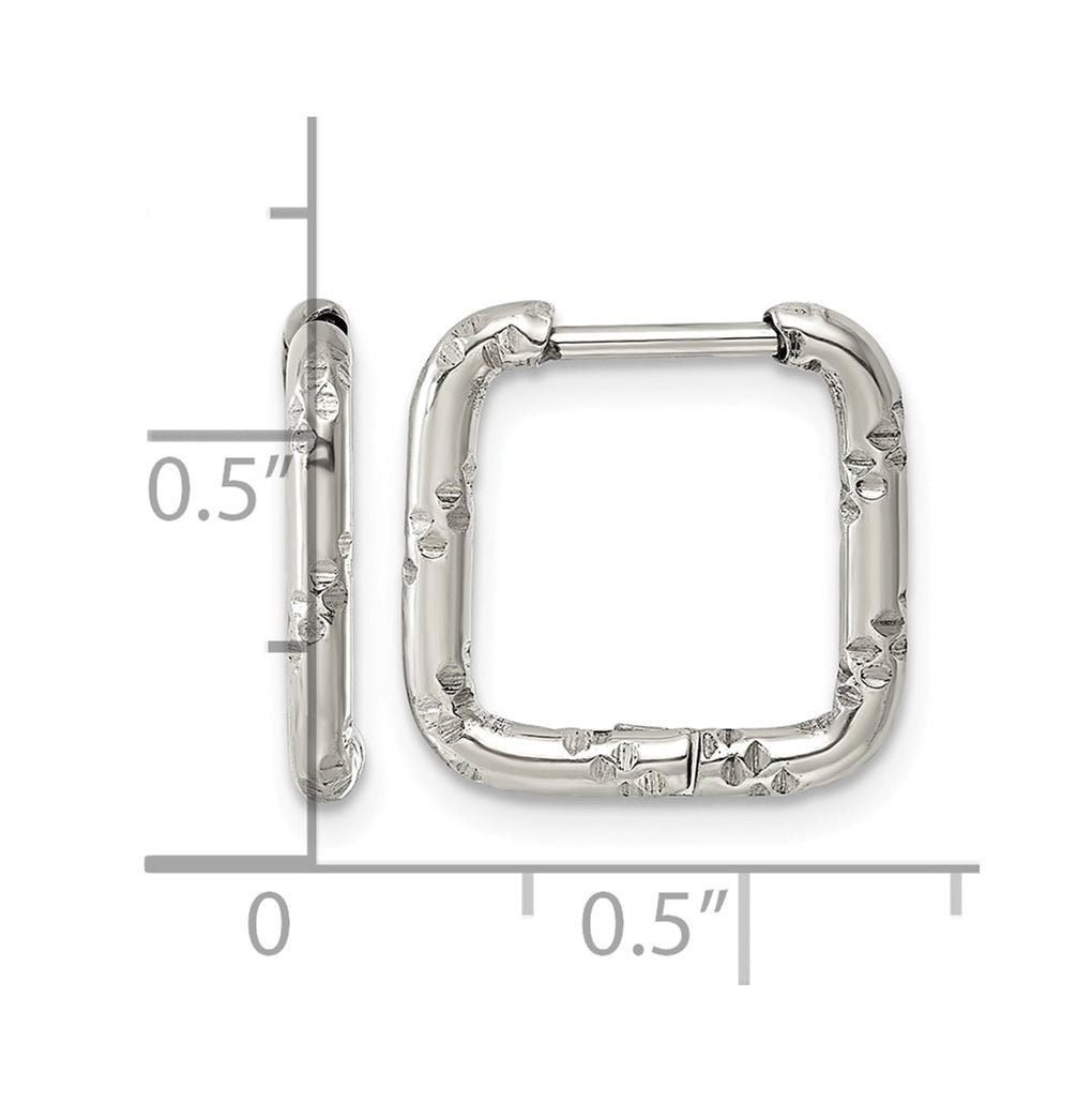 Stainless Steel Polished D/C Square Hinged Hoop Earrings – Elegant Jewelry Gift for Birthday, Anniversary, Engagement, Wedding