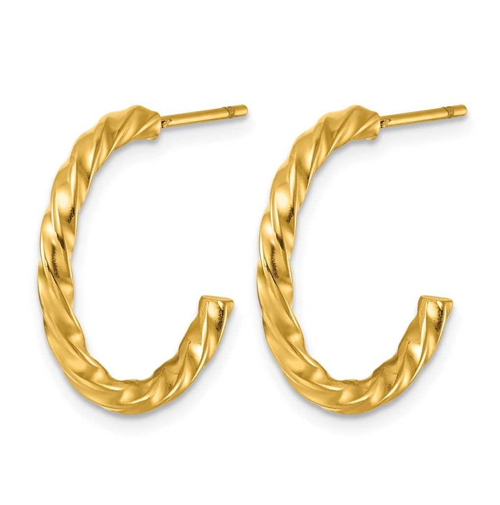 Stainless Steel Polished Yellow IP-plated Twisted C-Hoop Earrings – Elegant Jewelry Gift for Birthday, Anniversary, Engagement, Wedding