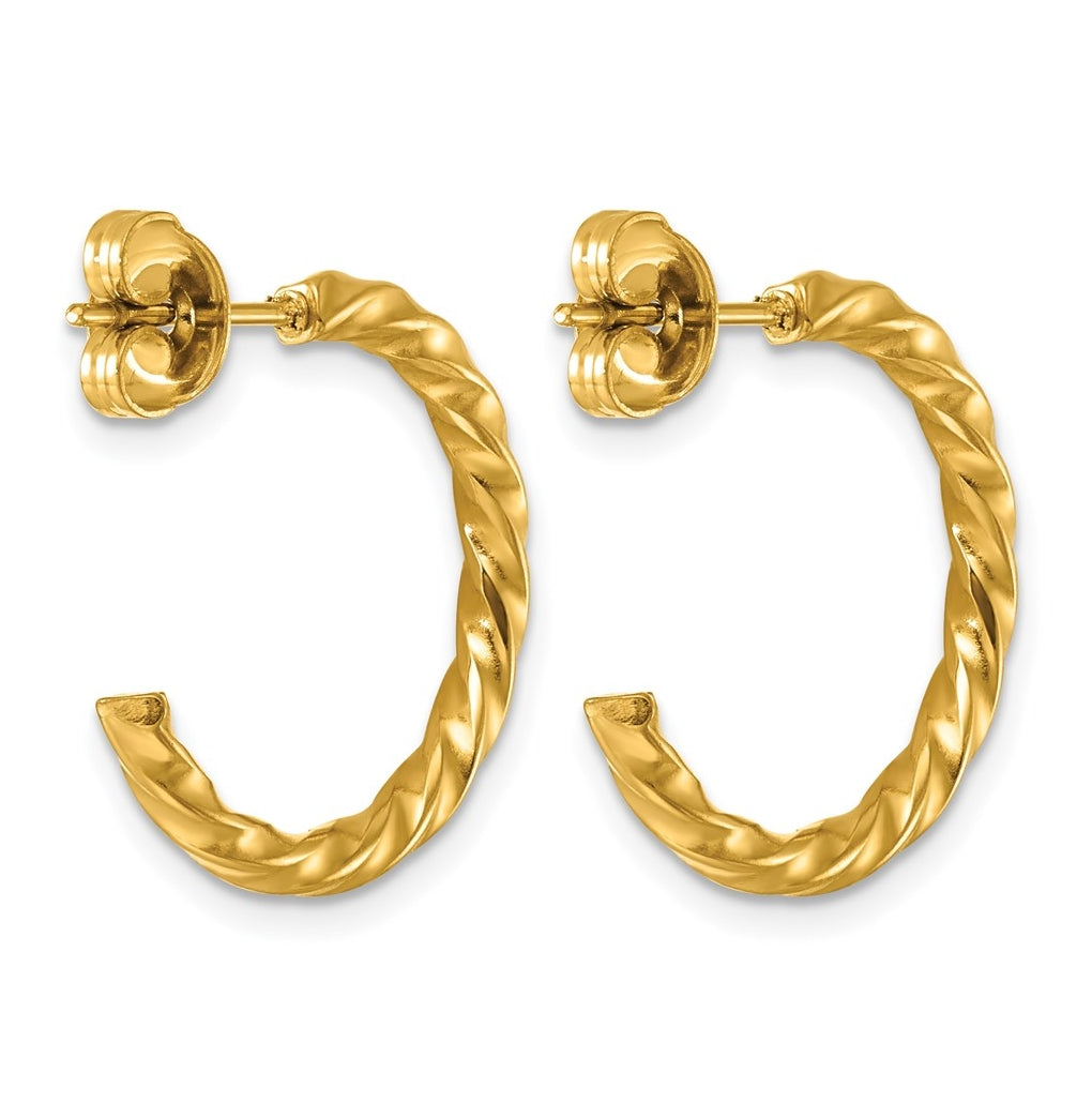 Stainless Steel Polished Yellow IP-plated Twisted C-Hoop Earrings – Elegant Jewelry Gift for Birthday, Anniversary, Engagement, Wedding