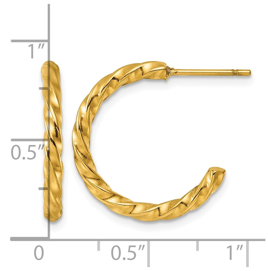Stainless Steel Polished Yellow IP-plated Twisted C-Hoop Earrings – Elegant Jewelry Gift for Birthday, Anniversary, Engagement, Wedding