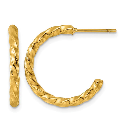 Stainless Steel Polished Yellow IP-plated Twisted C-Hoop Earrings – Elegant Jewelry Gift for Birthday, Anniversary, Engagement, Wedding