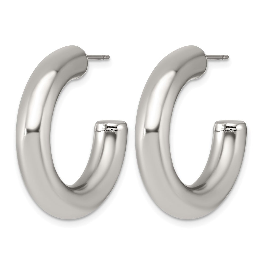 Stainless Steel Polished Thick C-Hoop Earrings – Elegant Jewelry Gift for Birthday, Anniversary, Engagement, Wedding