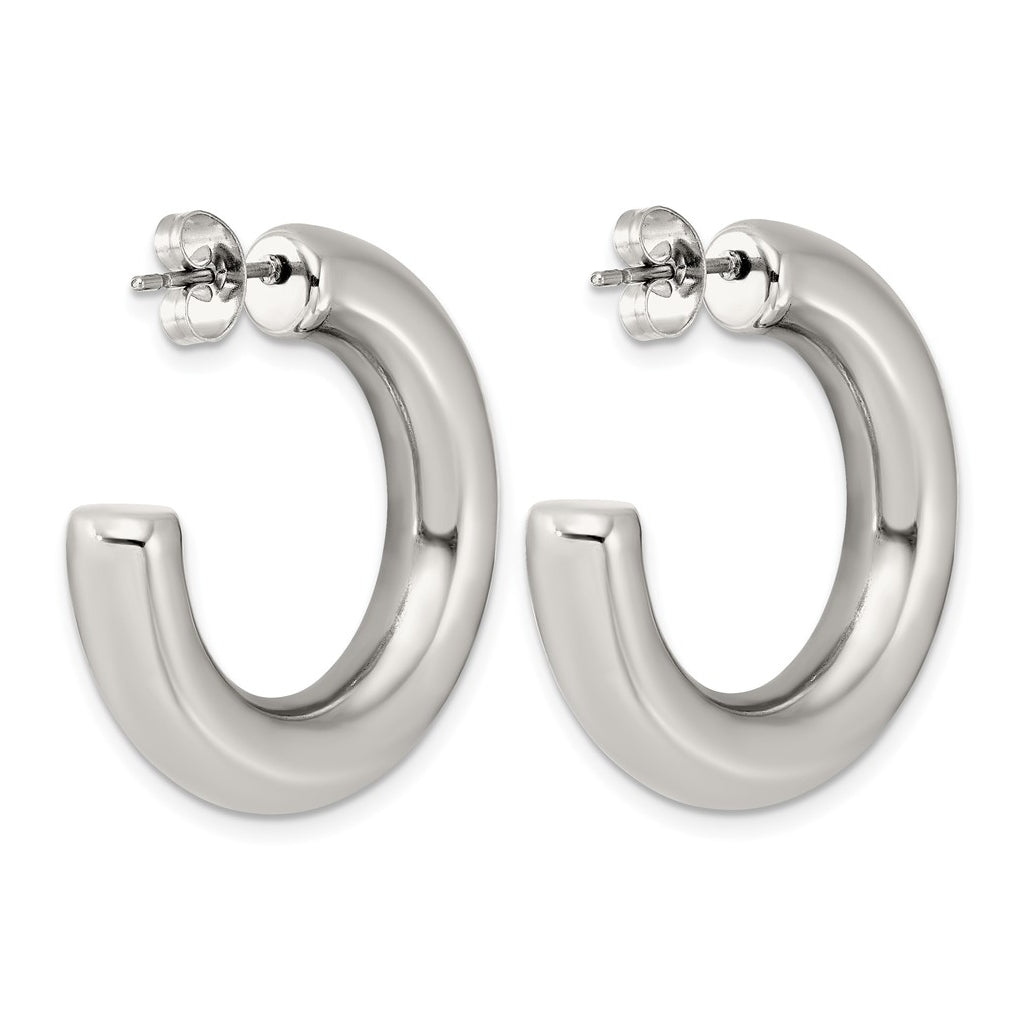 Stainless Steel Polished Thick C-Hoop Earrings – Elegant Jewelry Gift for Birthday, Anniversary, Engagement, Wedding