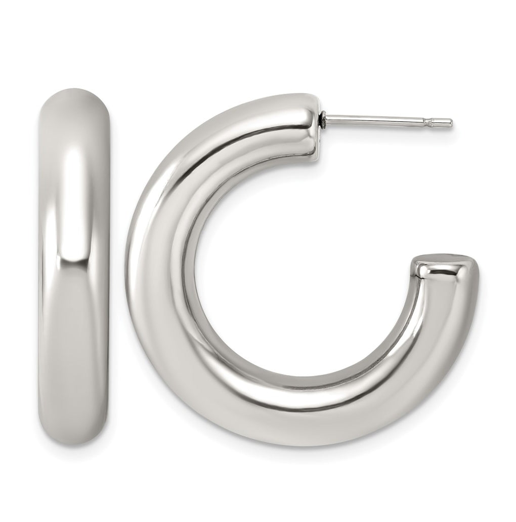 Stainless Steel Polished Thick C-Hoop Earrings – Elegant Jewelry Gift for Birthday, Anniversary, Engagement, Wedding