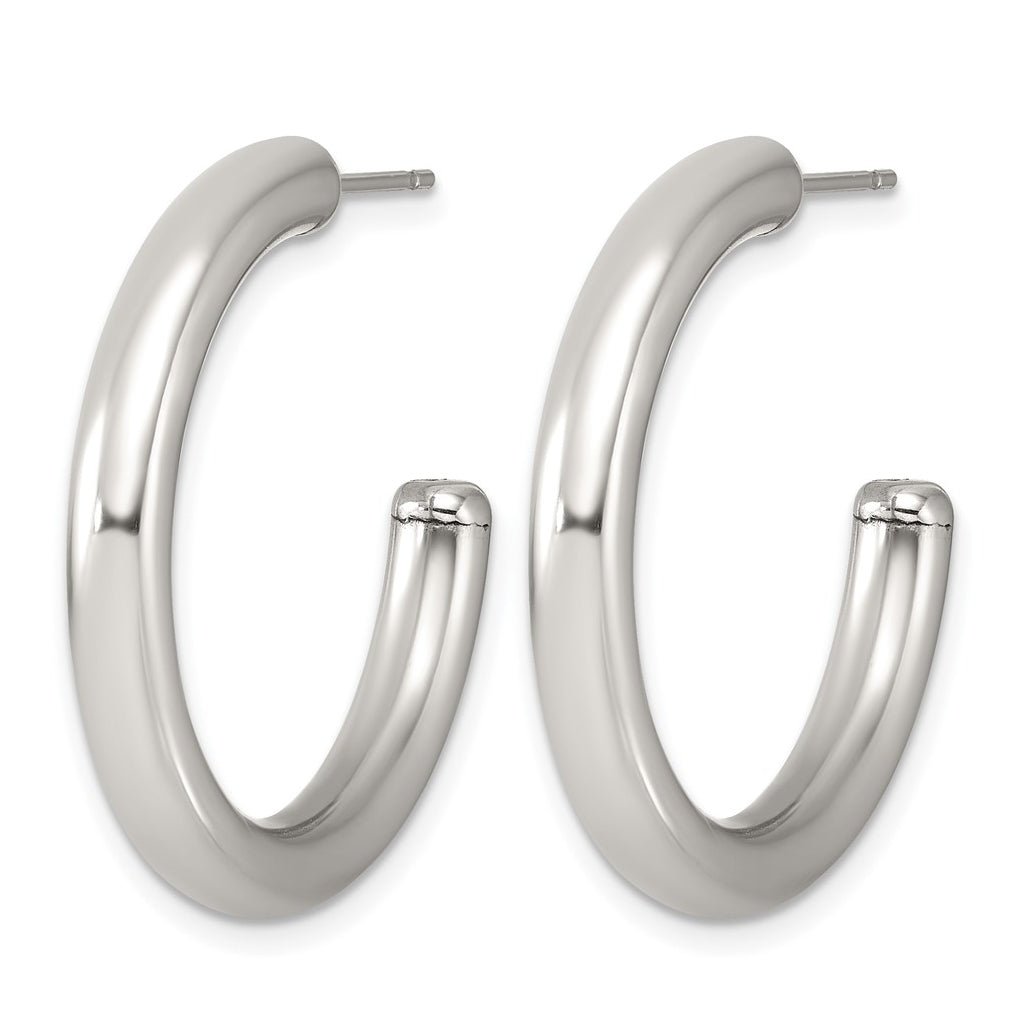 Stainless Steel Polished C-Hoop Earrings – Elegant Jewelry Gift for Birthday, Anniversary, Engagement, Wedding