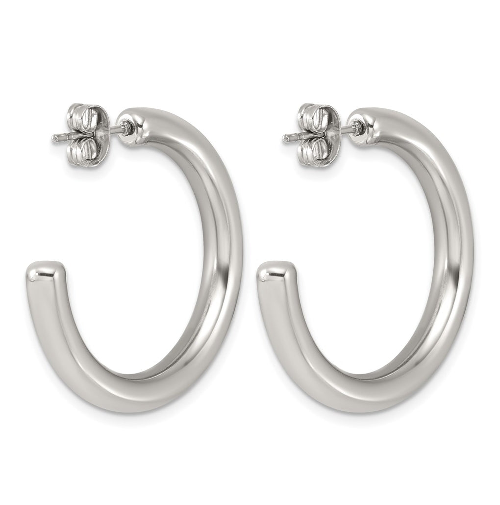 Stainless Steel Polished C-Hoop Earrings – Elegant Jewelry Gift for Birthday, Anniversary, Engagement, Wedding