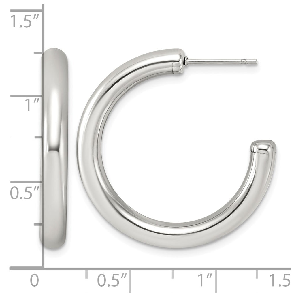 Stainless Steel Polished C-Hoop Earrings – Elegant Jewelry Gift for Birthday, Anniversary, Engagement, Wedding