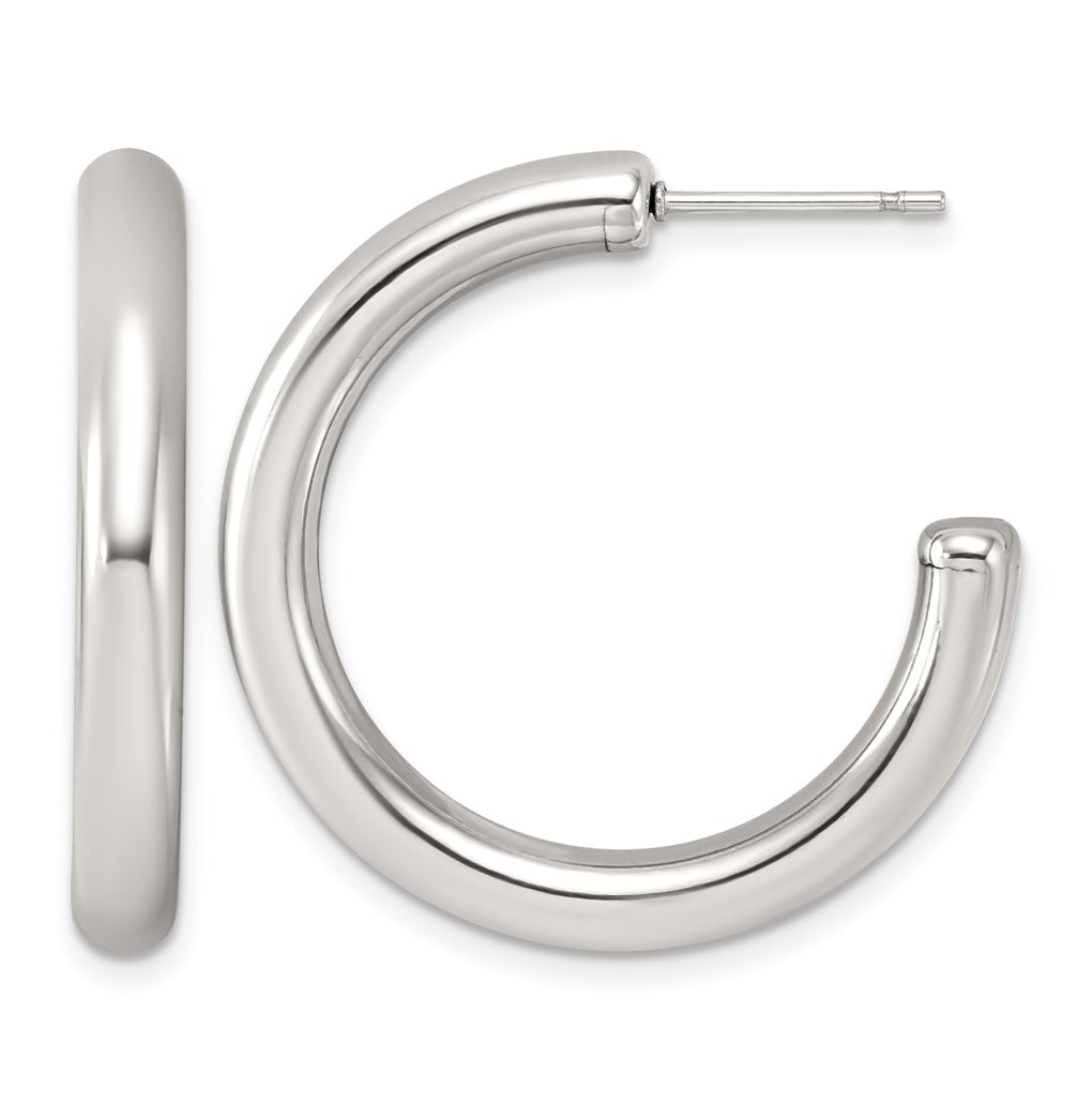 Stainless Steel Polished C-Hoop Earrings – Elegant Jewelry Gift for Birthday, Anniversary, Engagement, Wedding