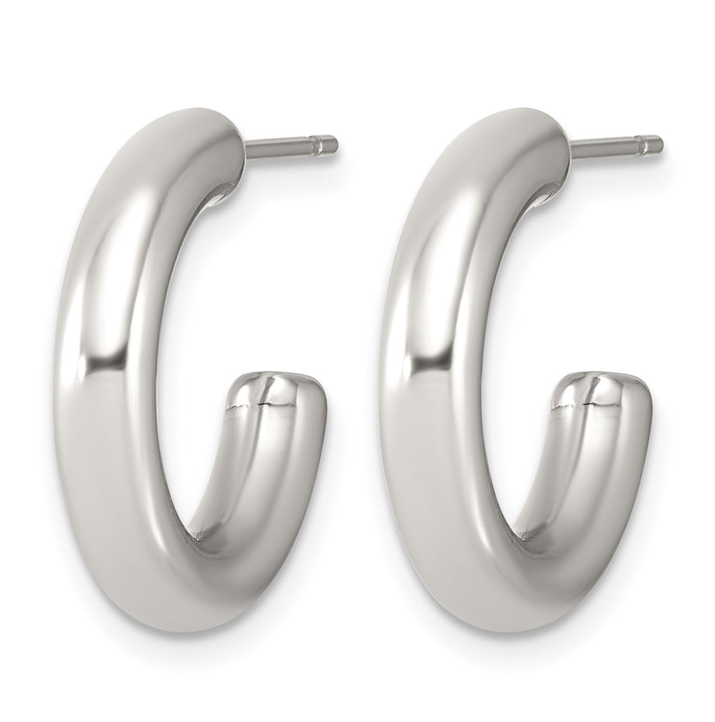 Stainless Steel Polished C-Hoop Earrings – Elegant Jewelry Gift for Birthday, Anniversary, Engagement, Wedding