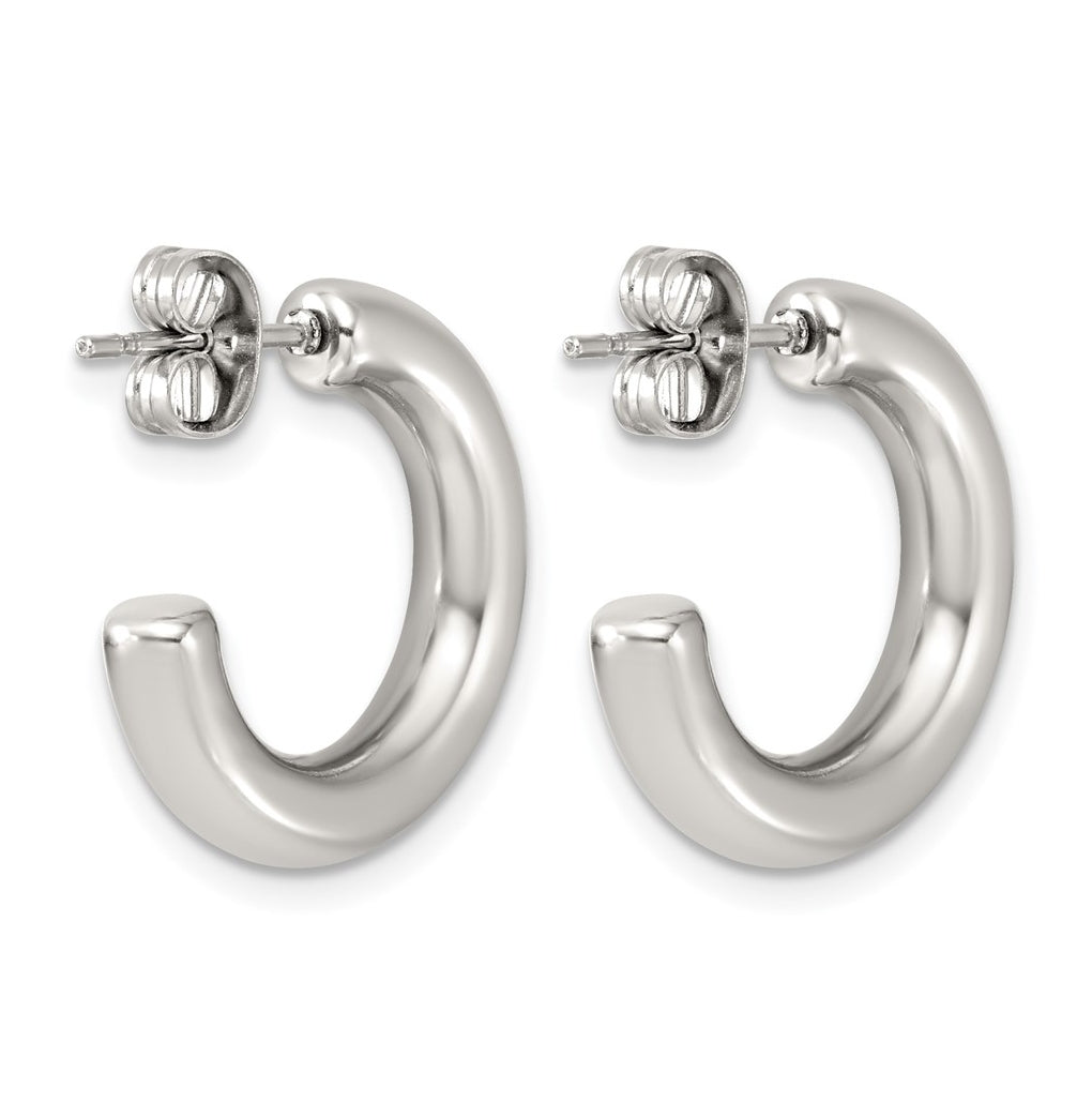 Stainless Steel Polished C-Hoop Earrings – Elegant Jewelry Gift for Birthday, Anniversary, Engagement, Wedding