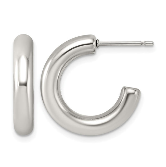 Stainless Steel Polished C-Hoop Earrings – Elegant Jewelry Gift for Birthday, Anniversary, Engagement, Wedding