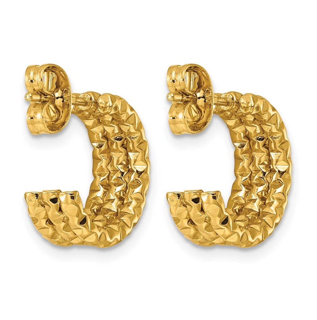 Stainless Steel Textured Yellow IP-plated C-Hoop Earrings – Elegant Jewelry Gift for Birthday, Anniversary, Engagement, Wedding