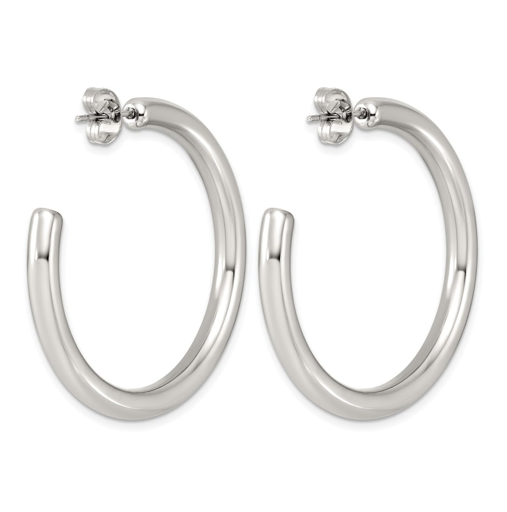Stainless Steel Polished C-Hoop Earrings – Elegant Jewelry Gift for Birthday, Anniversary, Engagement, Wedding