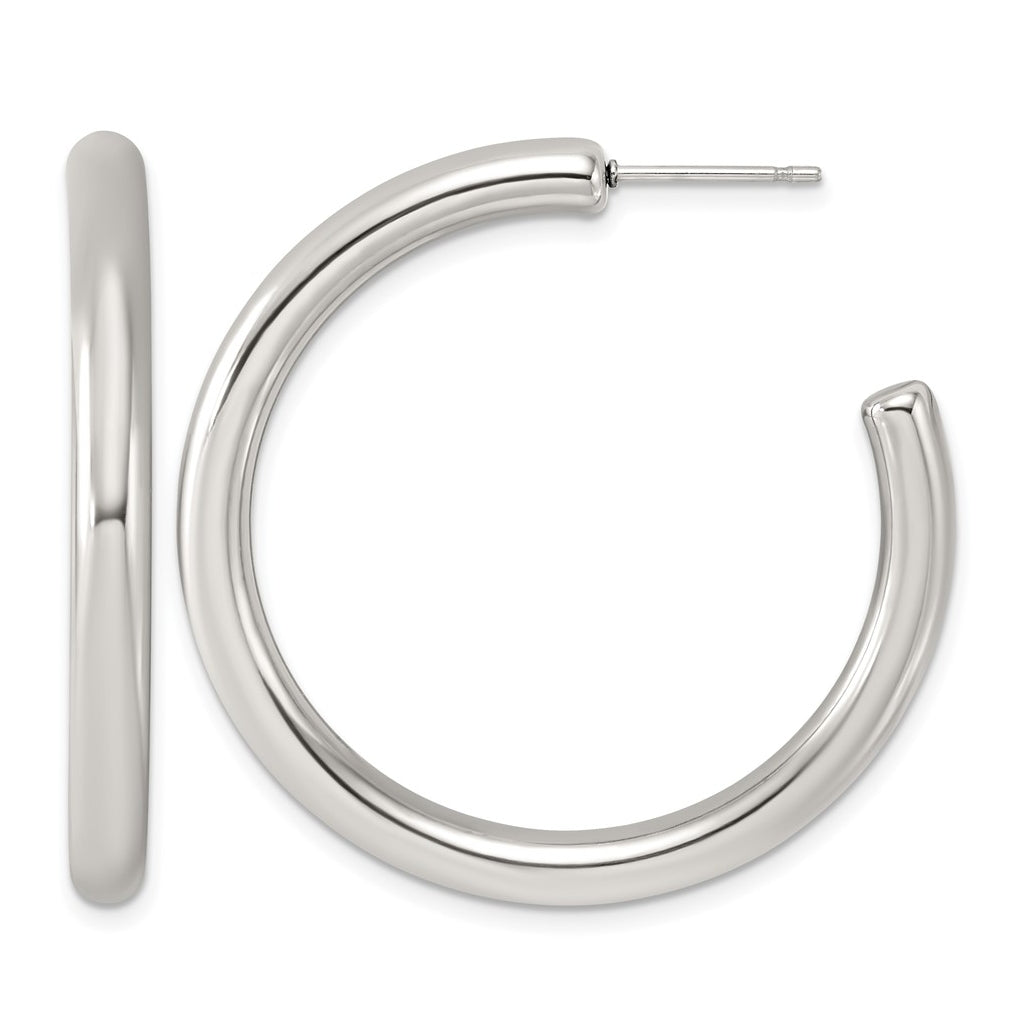 Stainless Steel Polished C-Hoop Earrings – Elegant Jewelry Gift for Birthday, Anniversary, Engagement, Wedding