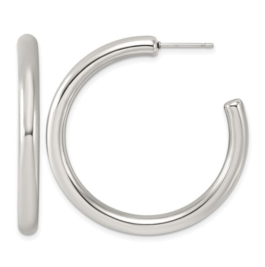 Stainless Steel Polished C-Hoop Earrings – Elegant Jewelry Gift for Birthday, Anniversary, Engagement, Wedding