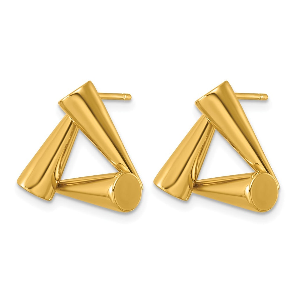 Stainless Steel Polished Yellow IP-plated Triangle Post Earrings – Elegant Jewelry Gift for Birthday, Anniversary, Engagement, Wedding