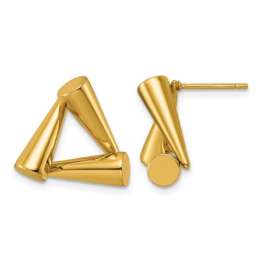Stainless Steel Polished Yellow IP-plated Triangle Post Earrings – Elegant Jewelry Gift for Birthday, Anniversary, Engagement, Wedding