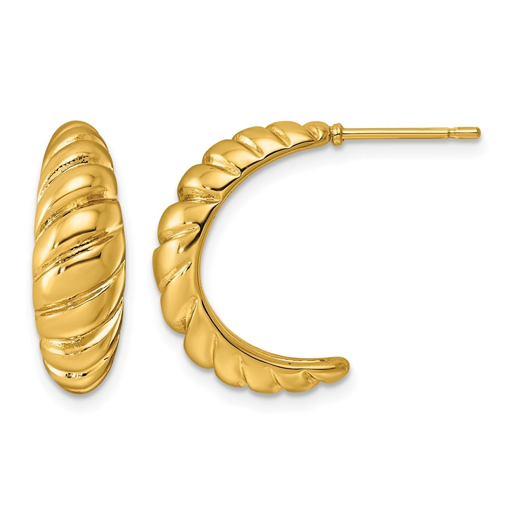 Stainless Steel Polished Yellow IP-plated Graduated Twisted C-Hoop Earrings – Elegant Jewelry Gift for Birthday, Anniversary, Engagement, Wedding