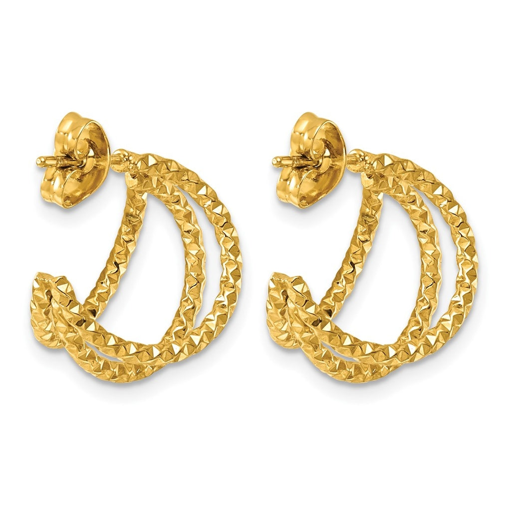 Stainless Steel Polished and Textured Yellow IP-plated Triple Hoop Earrings – Elegant Jewelry Gift for Birthday, Anniversary, Engagement, Wedding