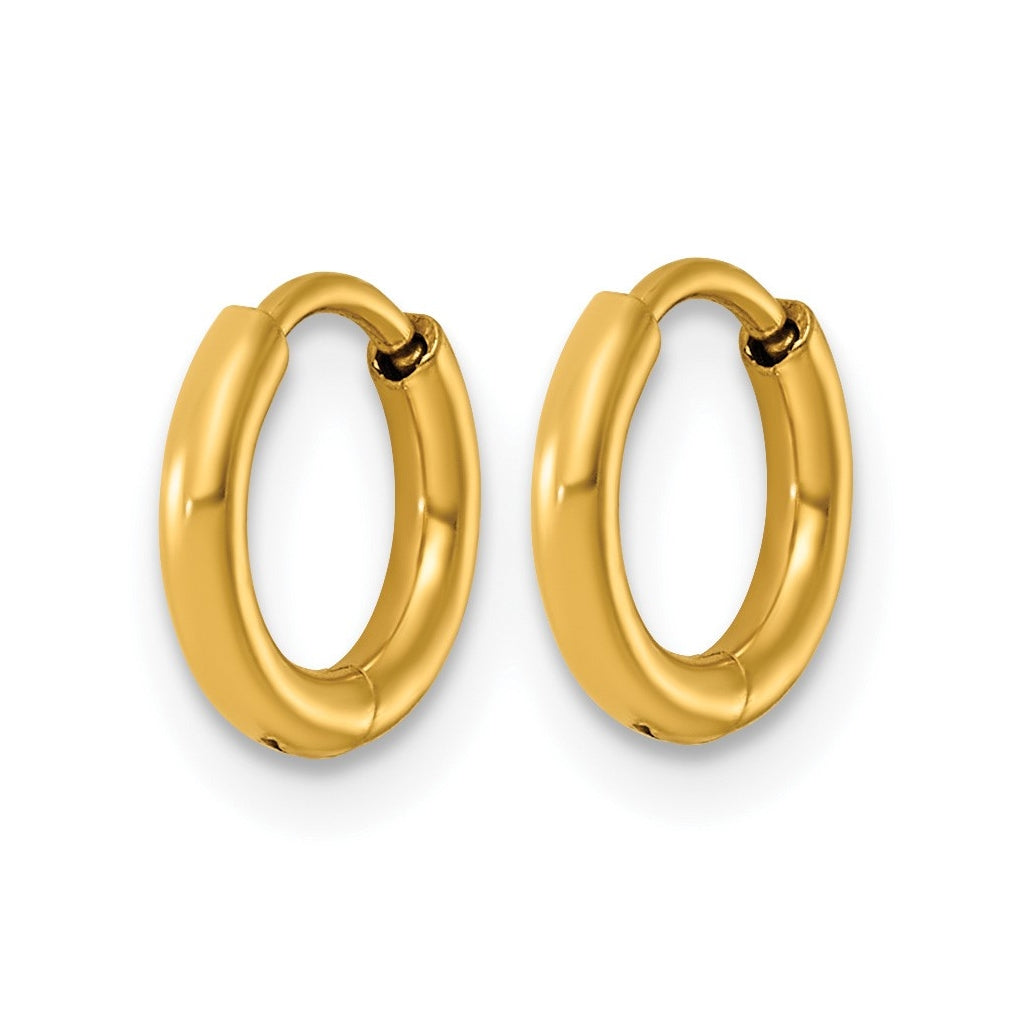 Stainless Steel Polished Yellow IP-plated Huggie Hoop Earrings – Elegant Jewelry Gift for Birthday, Anniversary, Engagement, Wedding