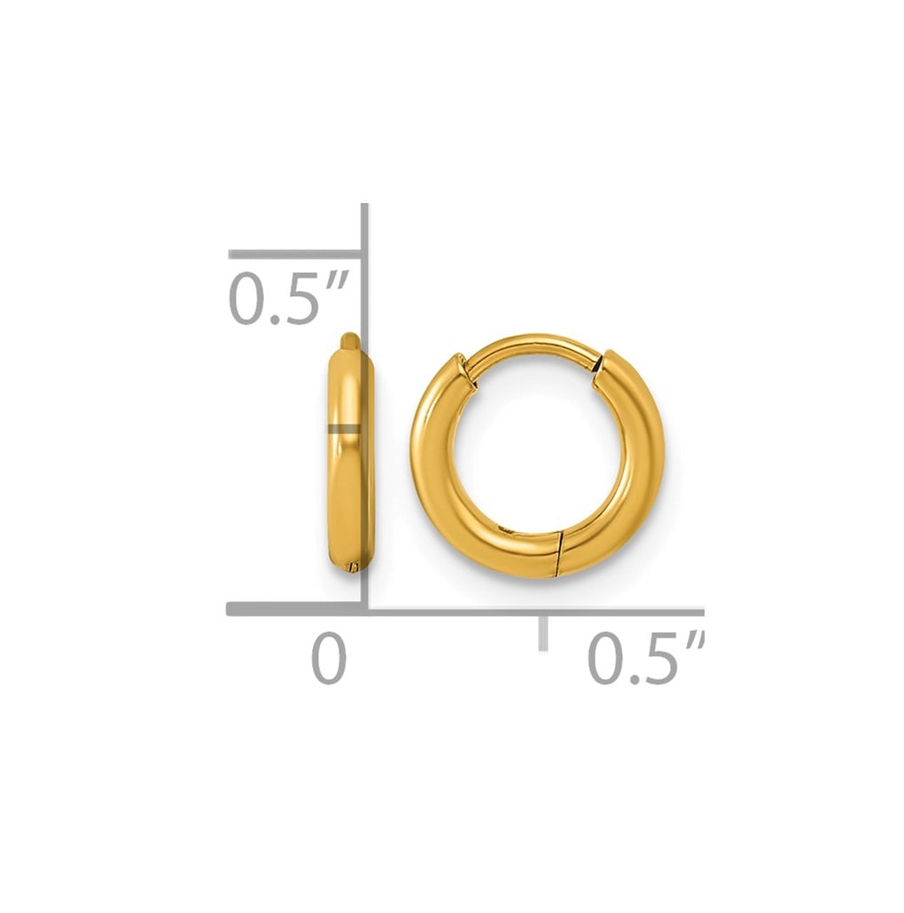 Stainless Steel Polished Yellow IP-plated Huggie Hoop Earrings – Elegant Jewelry Gift for Birthday, Anniversary, Engagement, Wedding