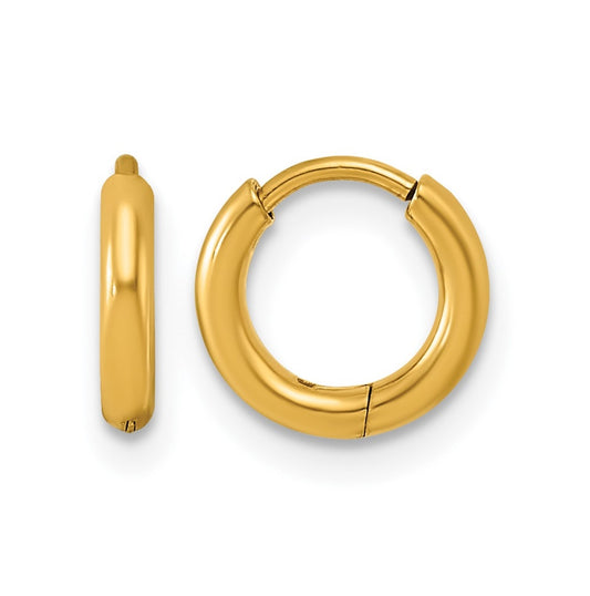 Stainless Steel Polished Yellow IP-plated Huggie Hoop Earrings – Elegant Jewelry Gift for Birthday, Anniversary, Engagement, Wedding