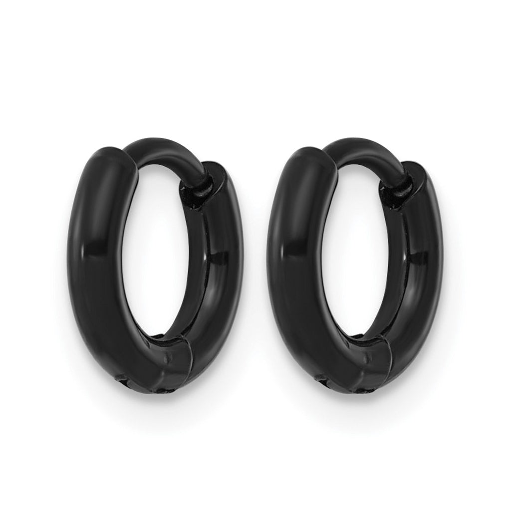 Stainless Steel Polished Black IP-plated Huggie Hoop Earrings – Elegant Jewelry Gift for Birthday, Anniversary, Engagement, Wedding