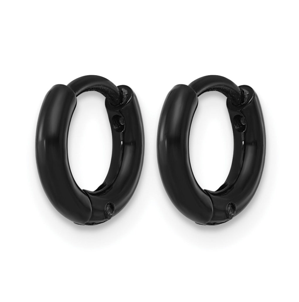 Stainless Steel Polished Black IP-plated Huggie Hoop Earrings – Elegant Jewelry Gift for Birthday, Anniversary, Engagement, Wedding