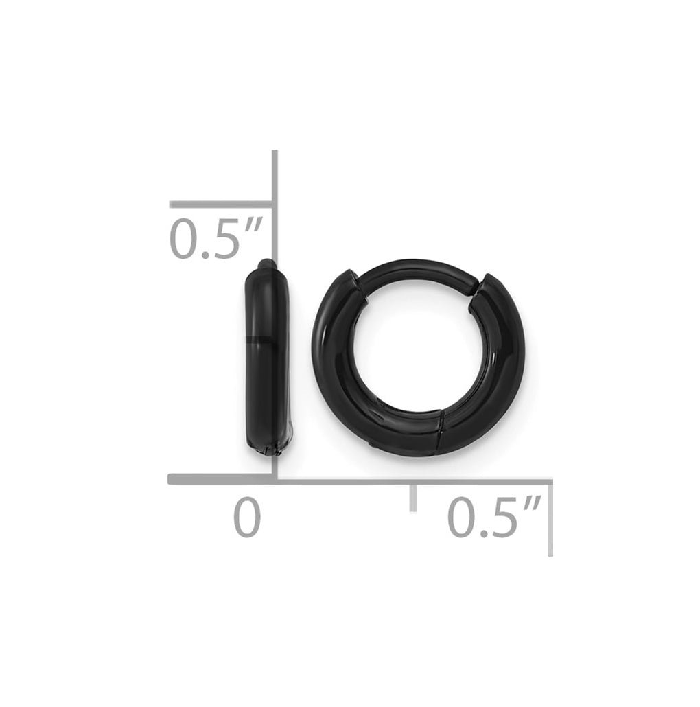 Stainless Steel Polished Black IP-plated Huggie Hoop Earrings – Elegant Jewelry Gift for Birthday, Anniversary, Engagement, Wedding