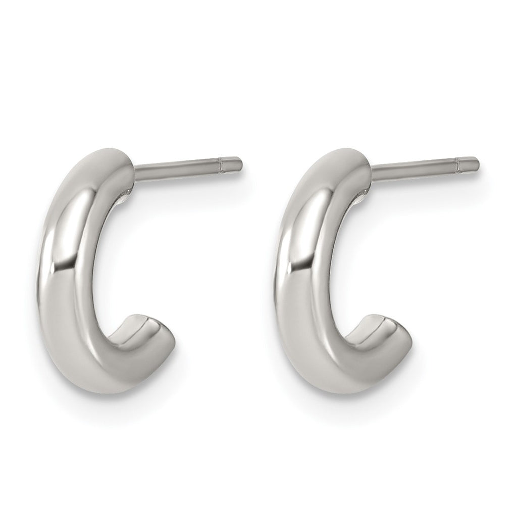 Stainless Steel Polished C-Hoop Post Earrings – Elegant Jewelry Gift for Birthday, Anniversary, Engagement, Wedding