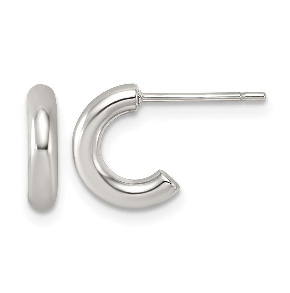Stainless Steel Polished C-Hoop Post Earrings – Elegant Jewelry Gift for Birthday, Anniversary, Engagement, Wedding