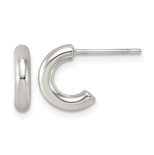 Stainless Steel Polished C-Hoop Post Earrings – Elegant Jewelry Gift for Birthday, Anniversary, Engagement, Wedding