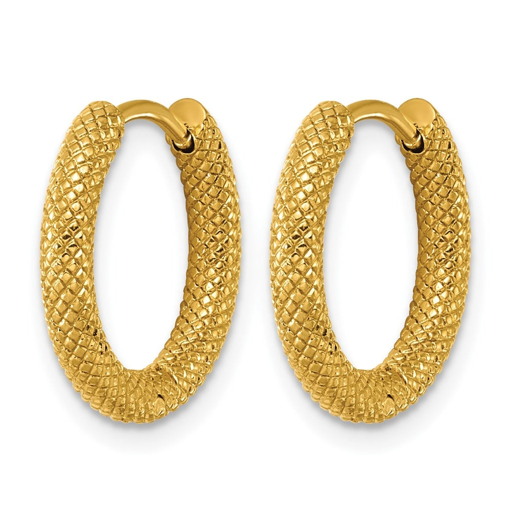 Stainless Steel Polished Yellow IP-plated D/C Hinged Huggie Hoop Earrings – Elegant Jewelry Gift for Birthday, Anniversary, Engagement, Wedding