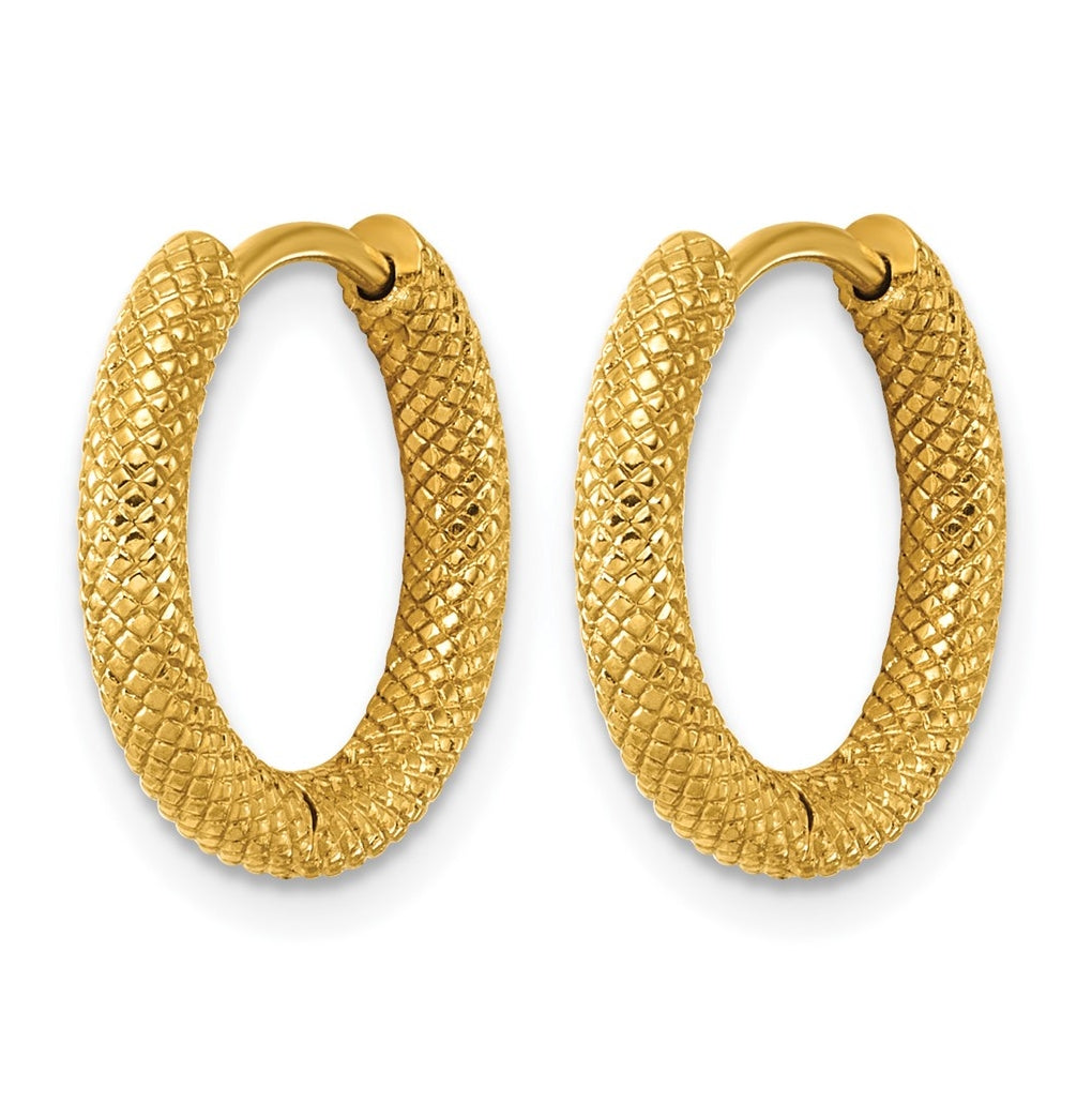 Stainless Steel Polished Yellow IP-plated D/C Hinged Huggie Hoop Earrings – Elegant Jewelry Gift for Birthday, Anniversary, Engagement, Wedding