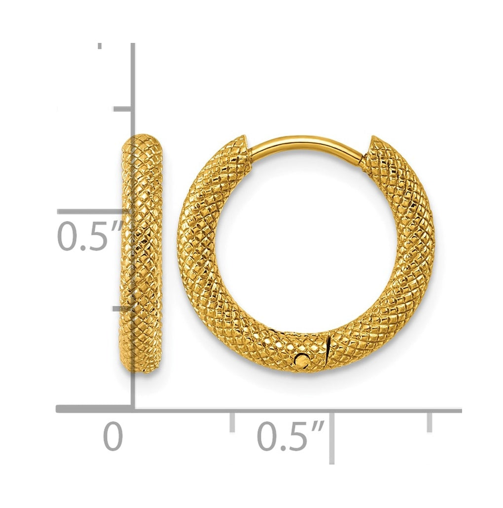 Stainless Steel Polished Yellow IP-plated D/C Hinged Huggie Hoop Earrings – Elegant Jewelry Gift for Birthday, Anniversary, Engagement, Wedding