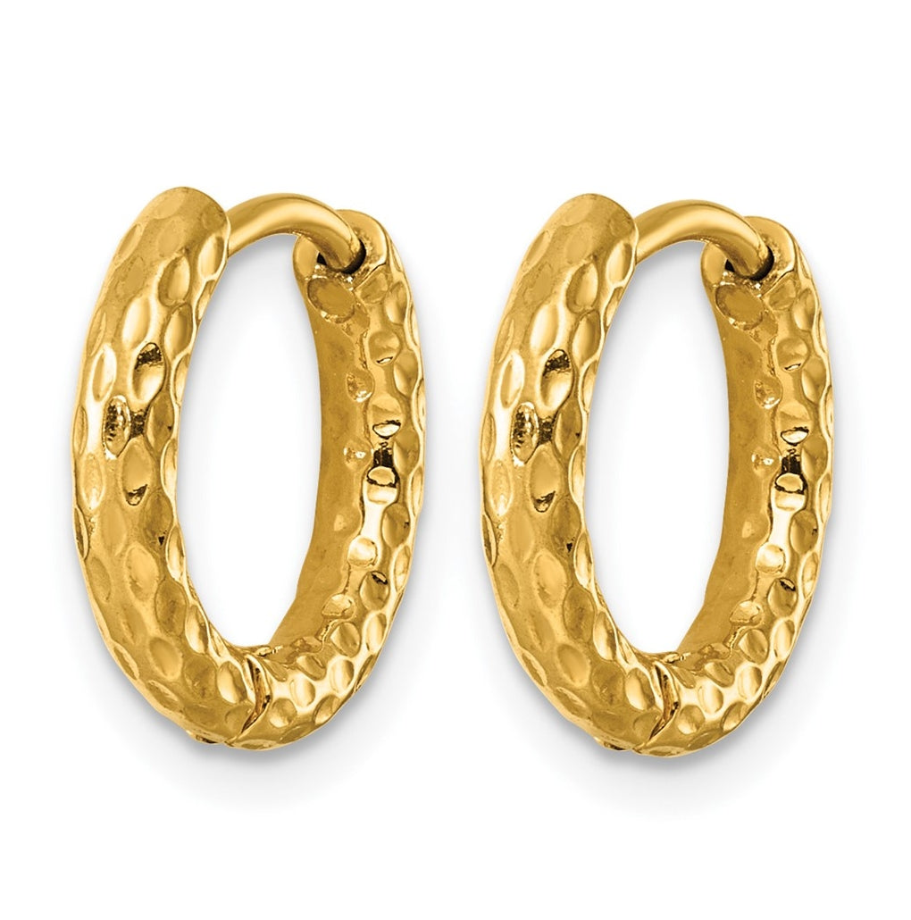 Stainless Steel Polished Yellow IP-plated D/C Hinged Huggie Hoop Earrings – Elegant Jewelry Gift for Birthday, Anniversary, Engagement, Wedding
