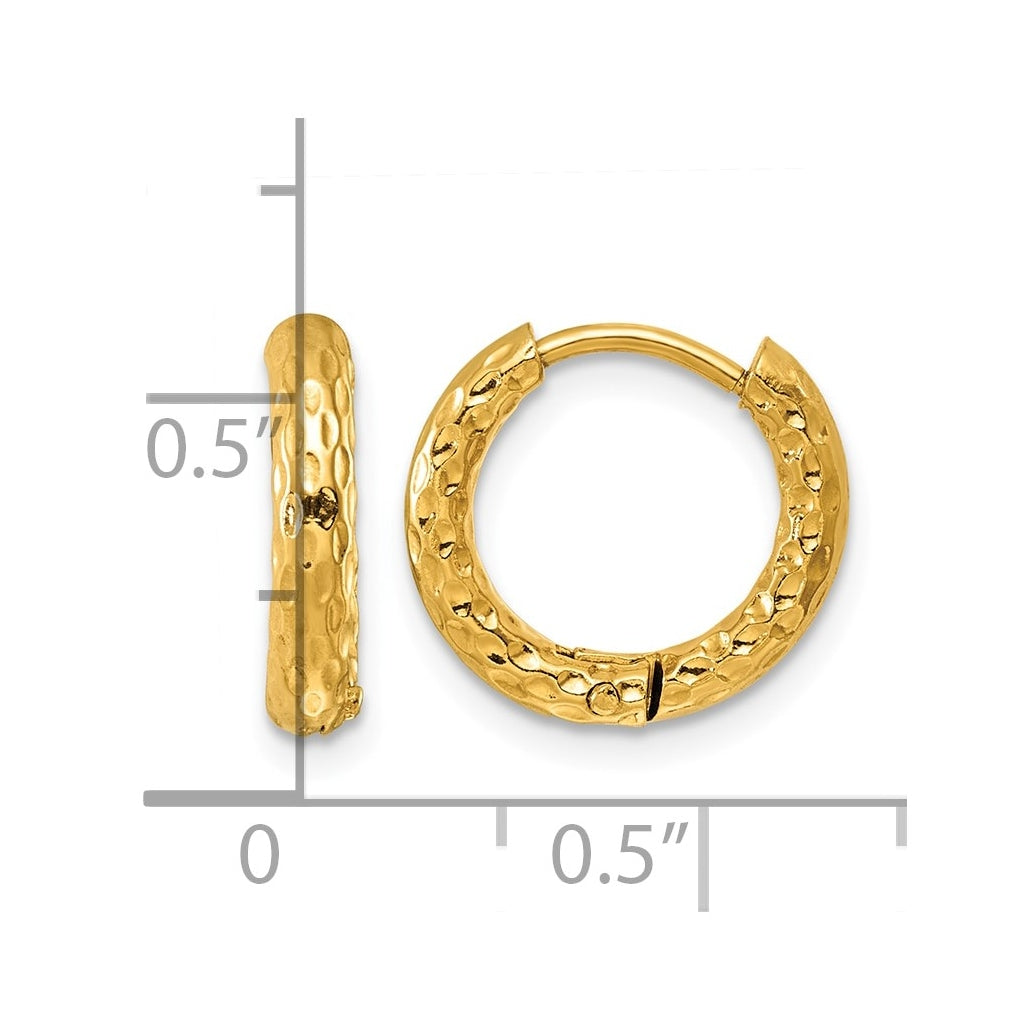 Stainless Steel Polished Yellow IP-plated D/C Hinged Huggie Hoop Earrings – Elegant Jewelry Gift for Birthday, Anniversary, Engagement, Wedding