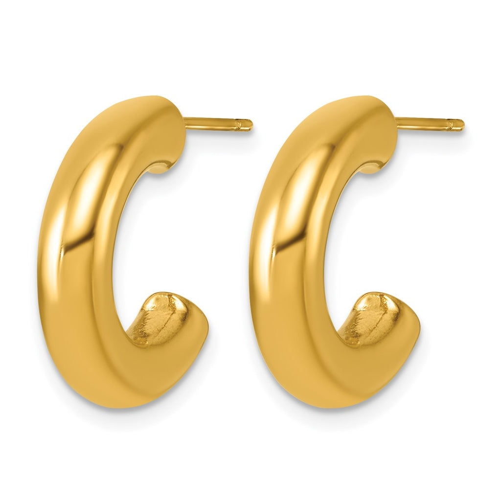 Stainless Steel Polished Yellow IP-plated C-Hoop Post Earrings – Elegant Jewelry Gift for Birthday, Anniversary, Engagement, Wedding
