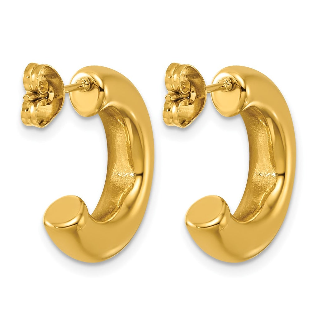Stainless Steel Polished Yellow IP-plated C-Hoop Post Earrings – Elegant Jewelry Gift for Birthday, Anniversary, Engagement, Wedding