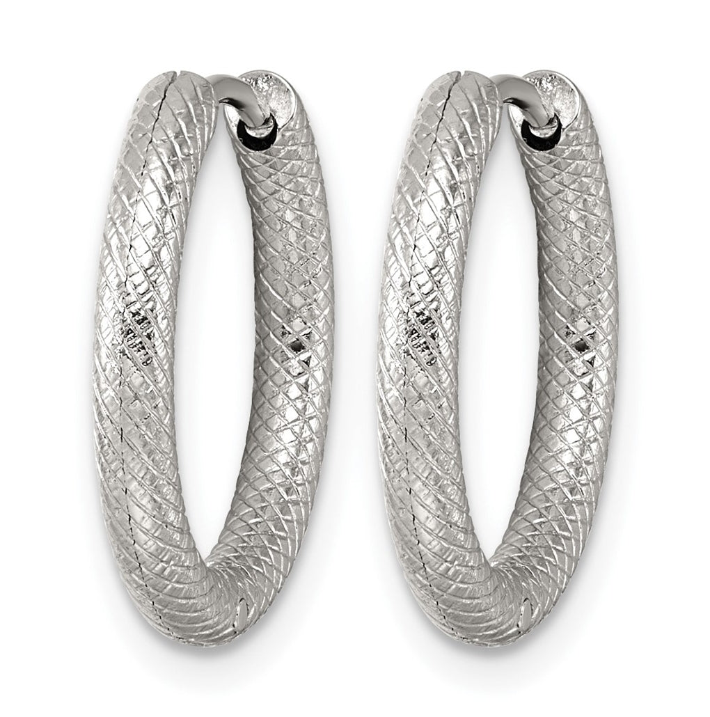Stainless Steel Polished and Textured Circle Hinged Hoop Earrings – Elegant Jewelry Gift for Birthday, Anniversary, Engagement, Wedding
