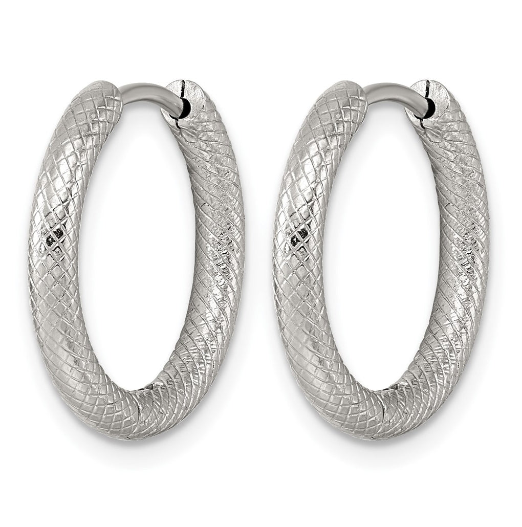 Stainless Steel Polished and Textured Circle Hinged Hoop Earrings – Elegant Jewelry Gift for Birthday, Anniversary, Engagement, Wedding