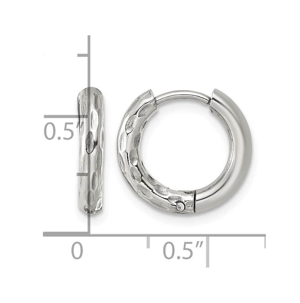 Stainless Steel Polished and Textured Circle Hinged Hoop Earrings – Elegant Jewelry Gift for Birthday, Anniversary, Engagement, Wedding