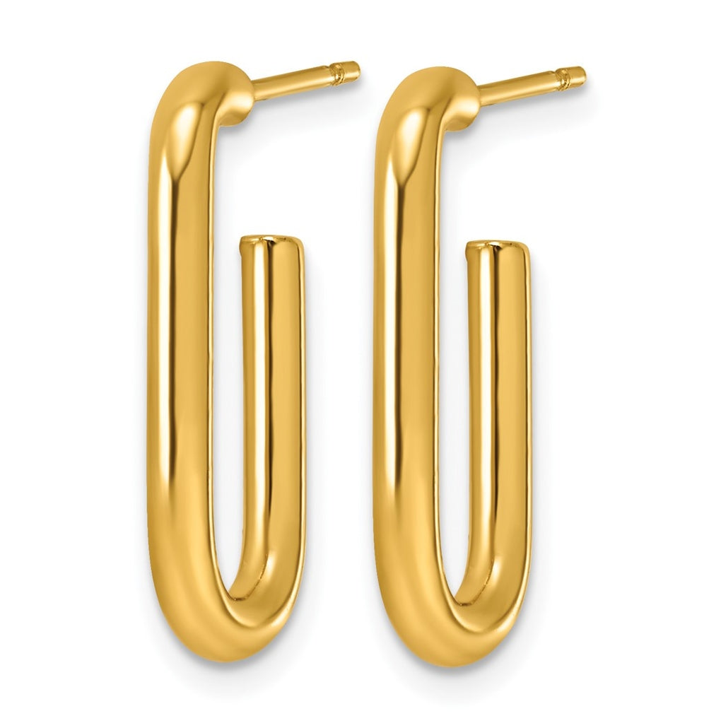 Stainless Steel Yellow Tube Oval J-Hoop Earrings – Elegant Jewelry Gift for Birthday, Anniversary, Engagement, Wedding