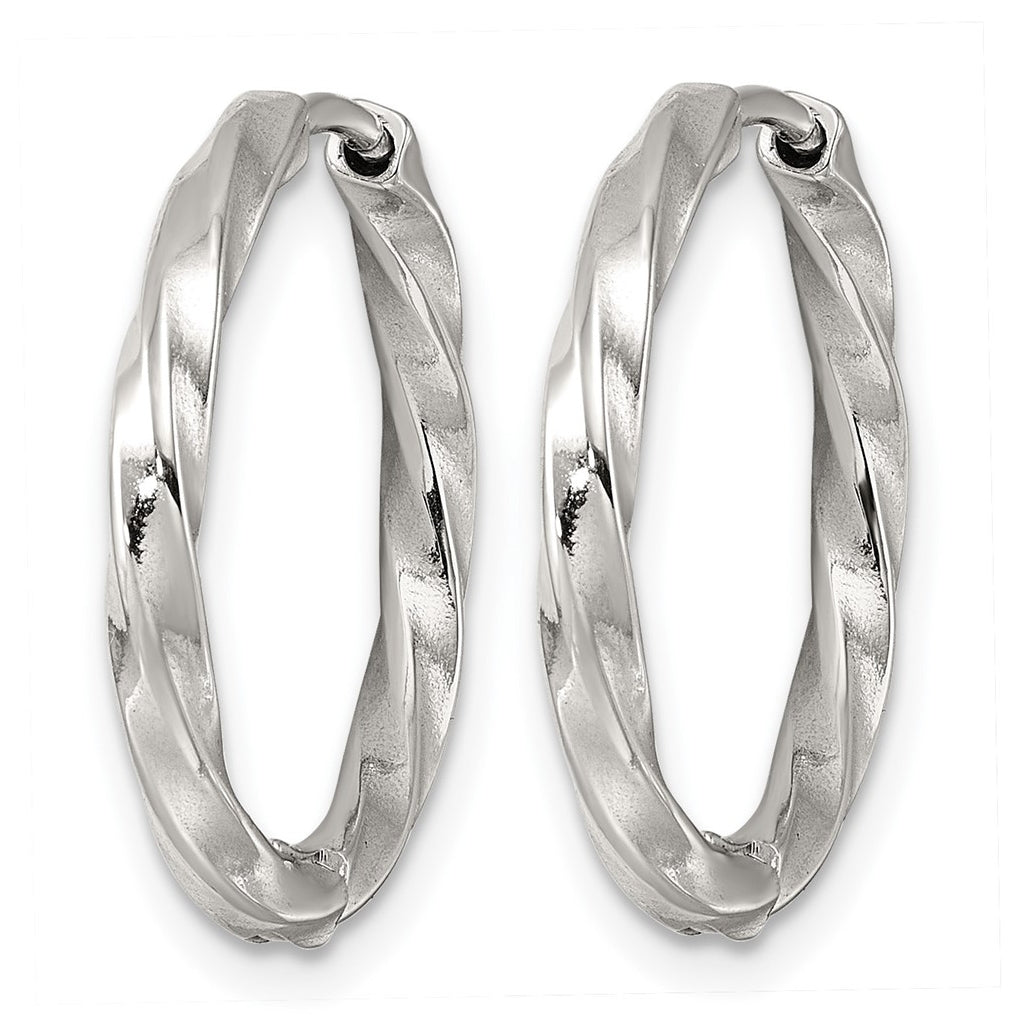 Stainless Steel Polished Twist Hinged Hoop Earrings – Elegant Jewelry Gift for Birthday, Anniversary, Engagement, Wedding