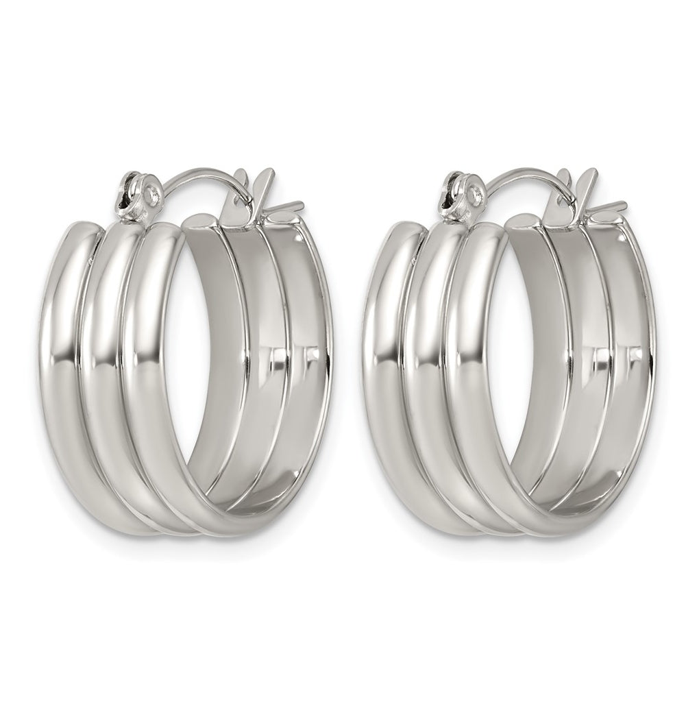 Stainless Steel Polished Grooved Circle 8mm Hoop Earrings – Elegant Jewelry Gift for Birthday, Anniversary, Engagement, Wedding
