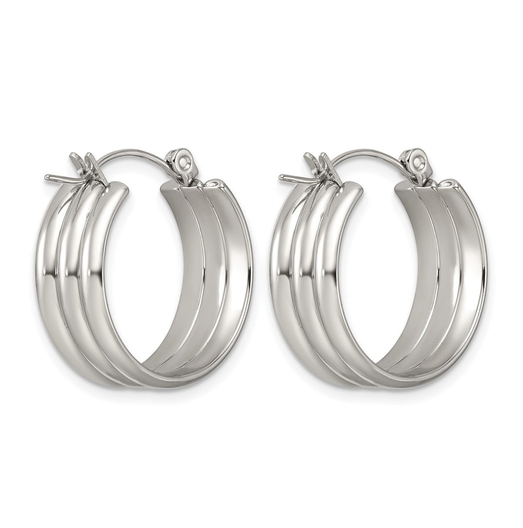 Stainless Steel Polished Grooved Circle 8mm Hoop Earrings – Elegant Jewelry Gift for Birthday, Anniversary, Engagement, Wedding